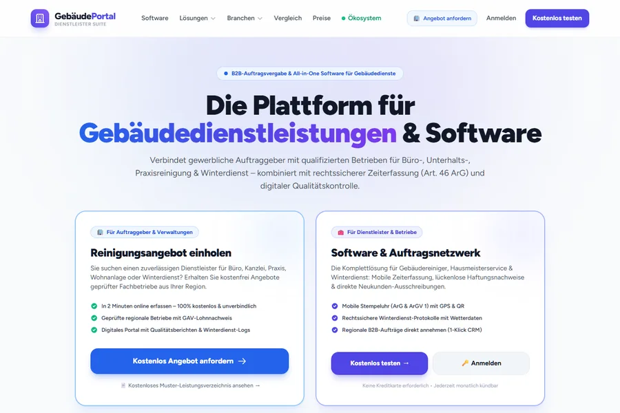 Start page of gebaeudeportal.ch