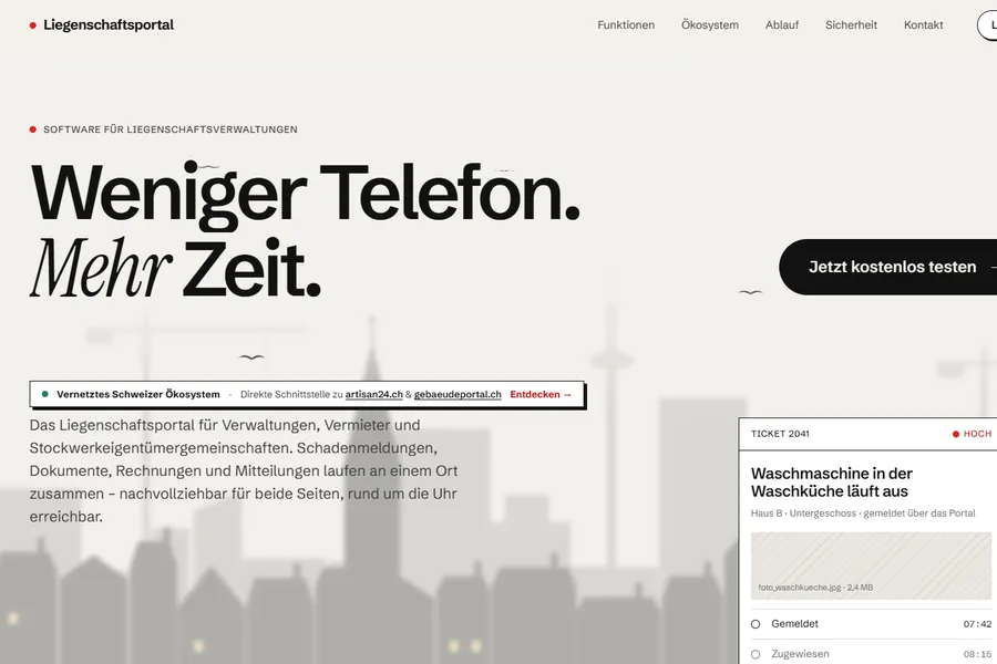 Start page of liegenschaftsportal.ch