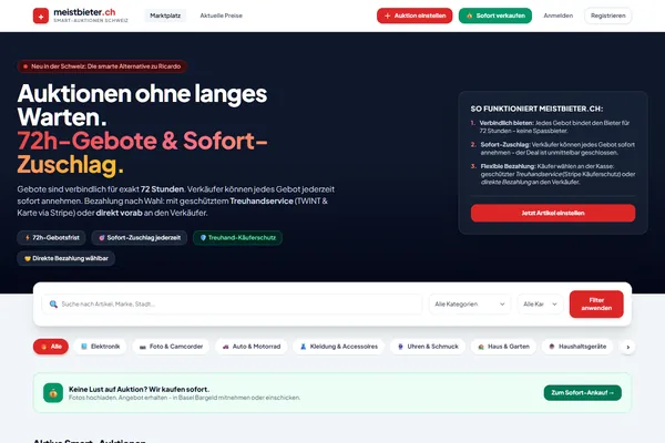 Start page of meistbieter.ch