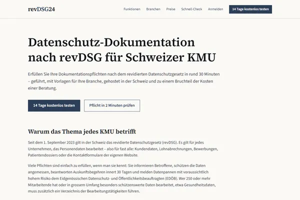 Start page of revdsg24.ch